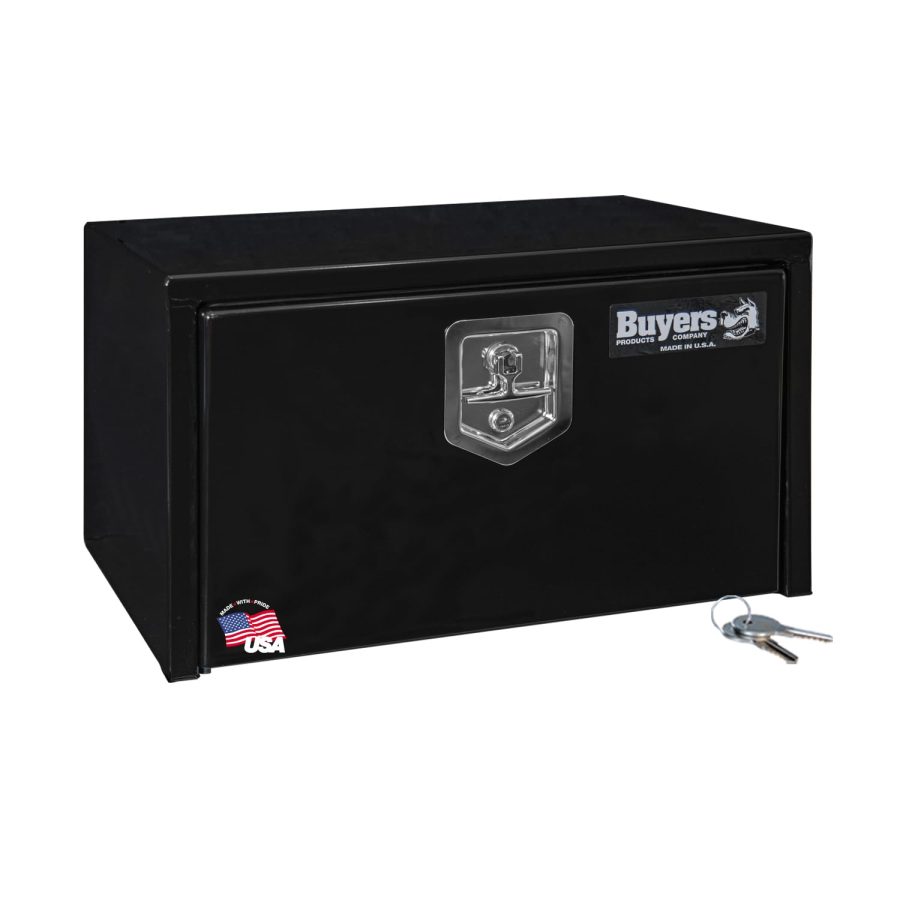 BUYERS PROD 1703300 Black Steel Underbody Truck Box With Lockable T-Handle Latch, 14 x 16 x 24 Inch, Made In The USA, Contractor Tool Box, Tool Chest For Storage & Organization, Durable Job Box