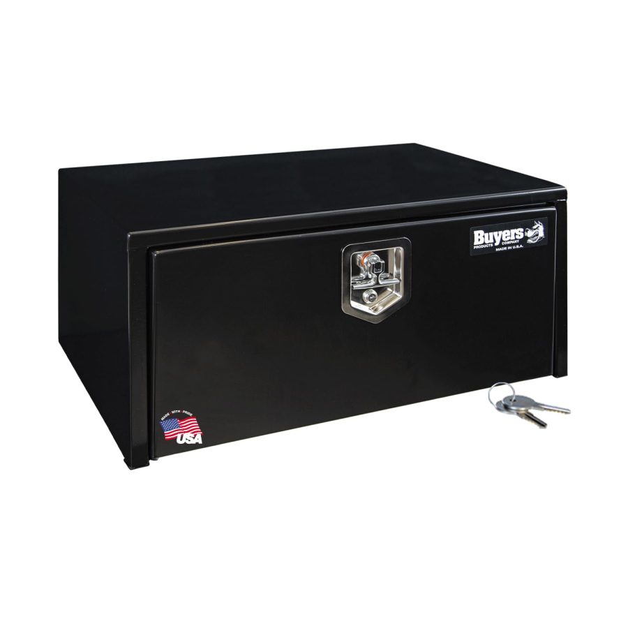 BUYERS PROD 1703303 Black Steel Underbody Truck Box With Lockable T-Handle Latch, 14 x 16 x 30 Inch, Made In The USA, Contractor Tool Box, Tool Chest For Storage & Organization, Durable Job Box