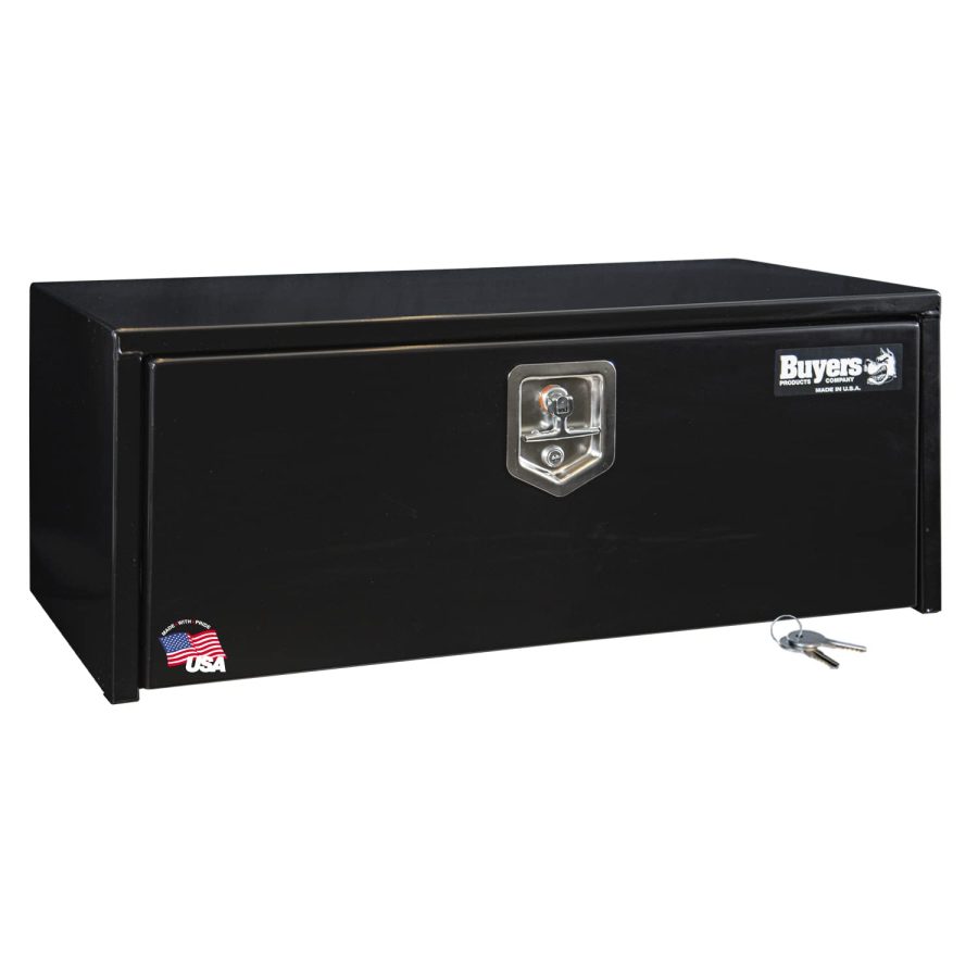 BUYERS PROD 1703305 Black Steel Underbody Truck Box With Lockable T-Handle Latch, 14 x 16 x 36 Inch, Made In The USA, Contractor Tool Box, Tool Chest For Storage & Organization, Durable Job Box