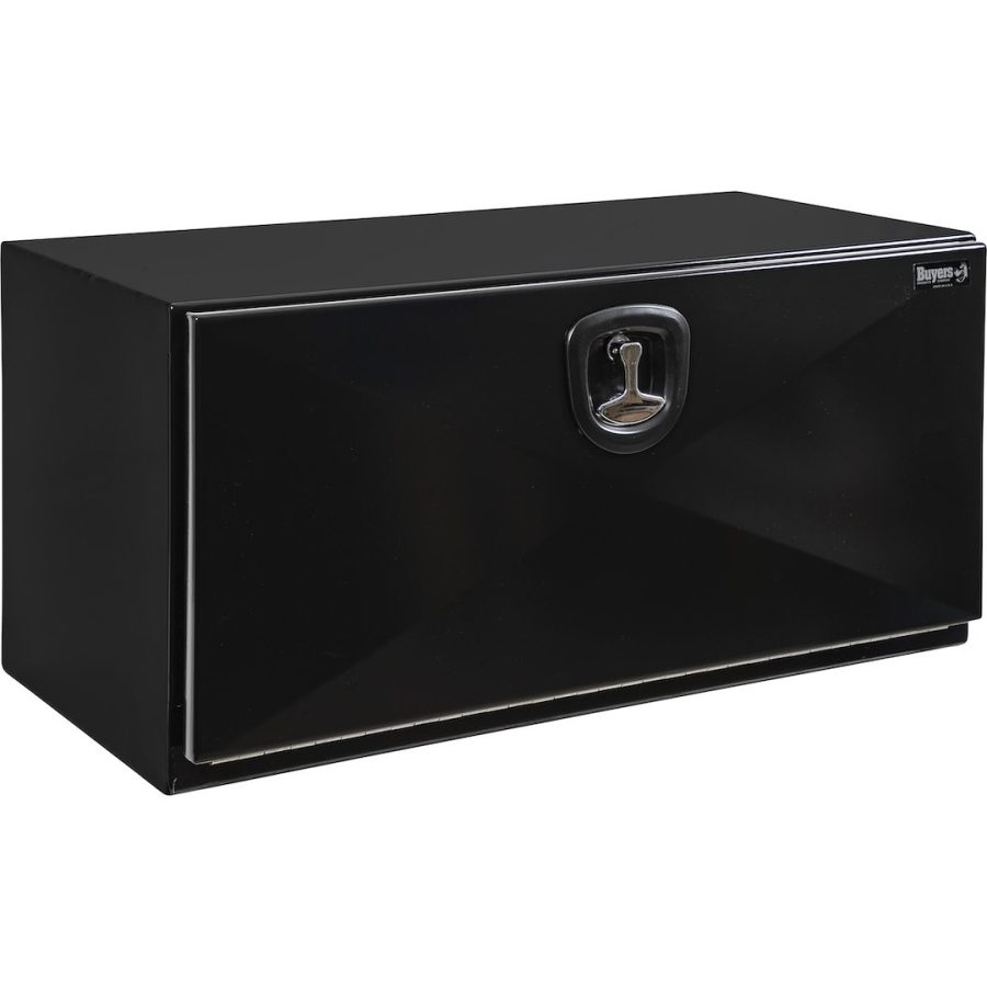 BUYERS PROD 1752805 DISCONTINUED -- 18X18X36 PRO BLACK, Underbody; 1 Recessed Drop Door; Powder Coated; Black; Carbon Steel; 18 Inch Height x 36 Inch Width x 18 Inch Depth; With T Handle Compression Latch And Automotive Bulb Seal