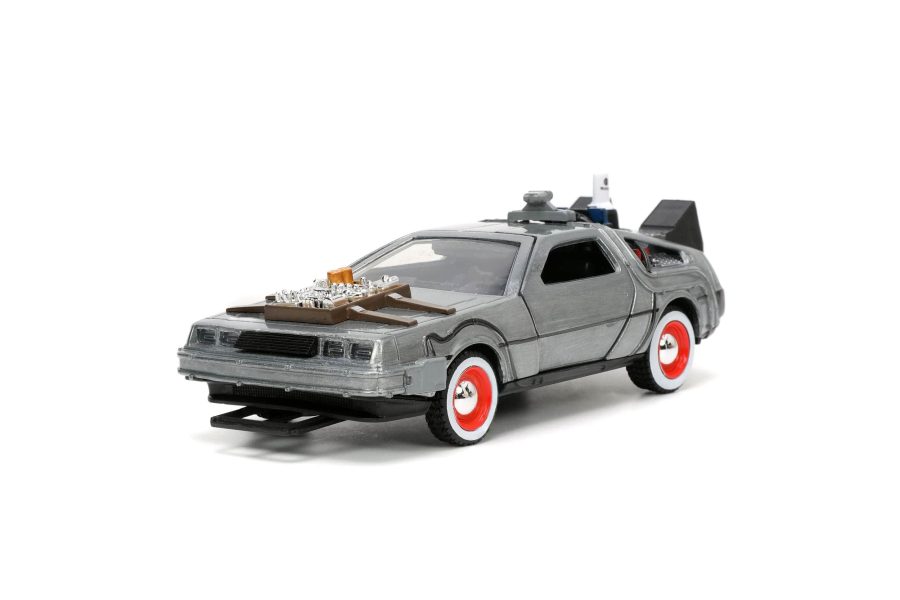 Back to the Future III Hollywood Rides Diecast Model 1/32 DeLorean Time Machine Free Rolling