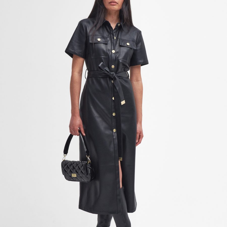 Barbour International Aria Faux Leather Midi Dress - UK 10