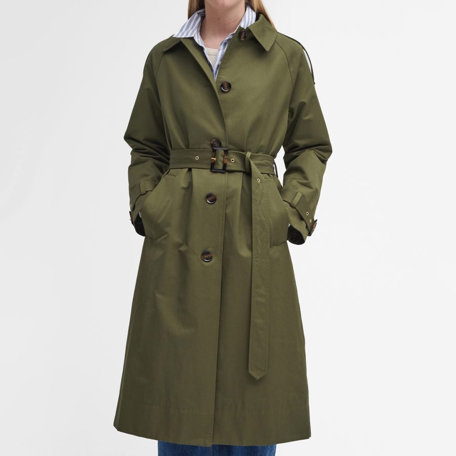 Barbour Marie Trench Cotton-Blend Showerproof Jacket - UK 8