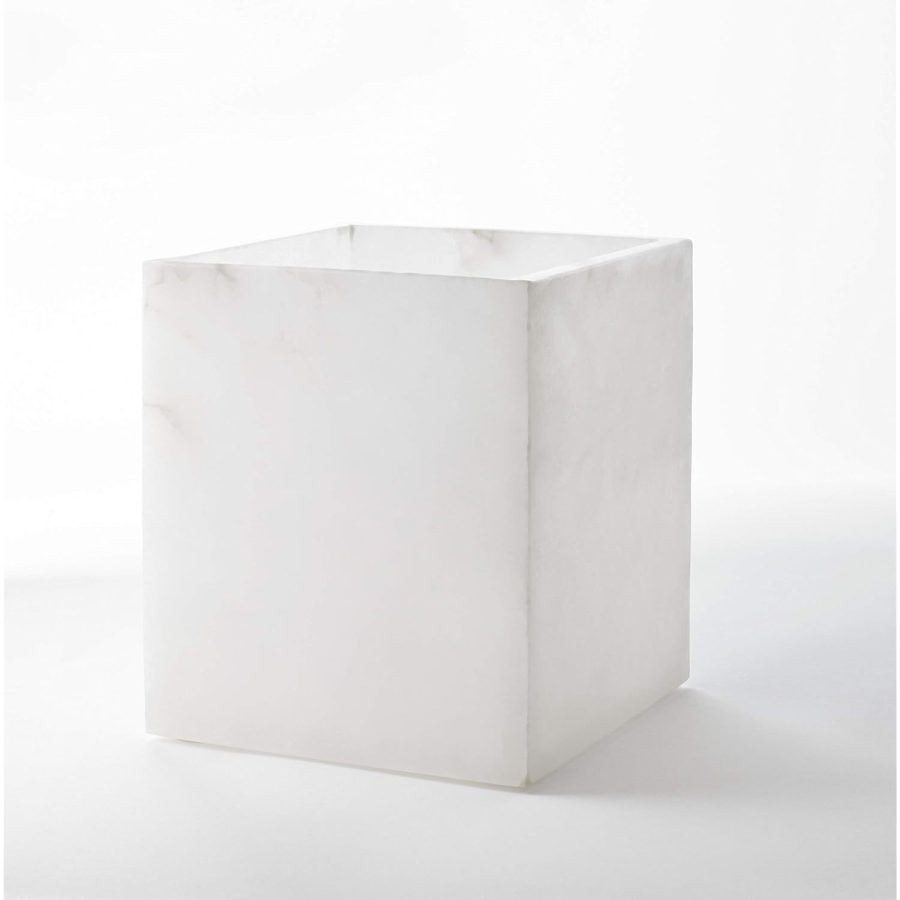 Ben&Jonah LuxeElegance Natural Alabaster Wastebasket (7.5" L x 7.5" W x 8.5" H)