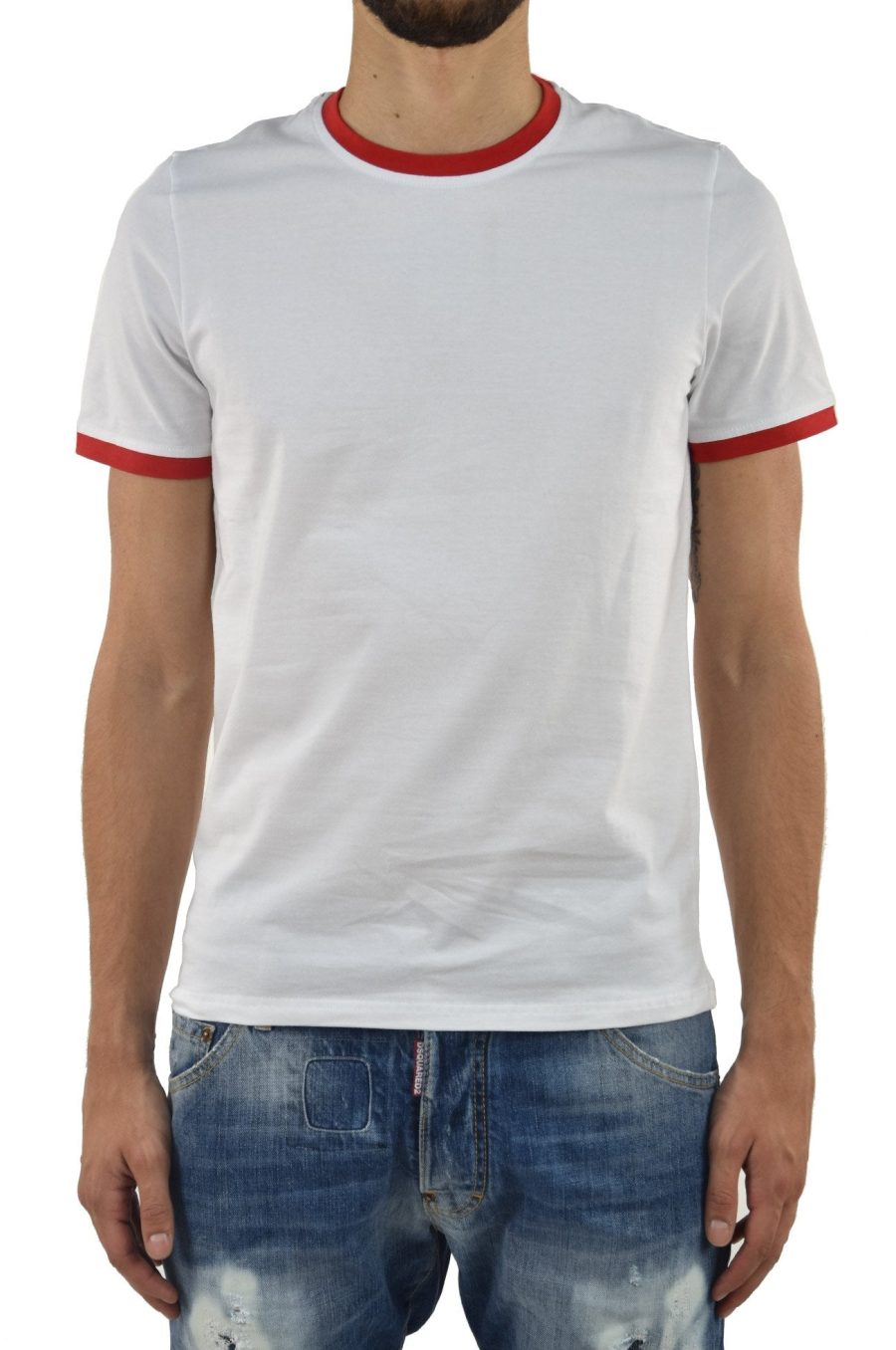 Bikkembergs White and Red T-Shirt Men Cotton Mod.T32P075114C045360BR