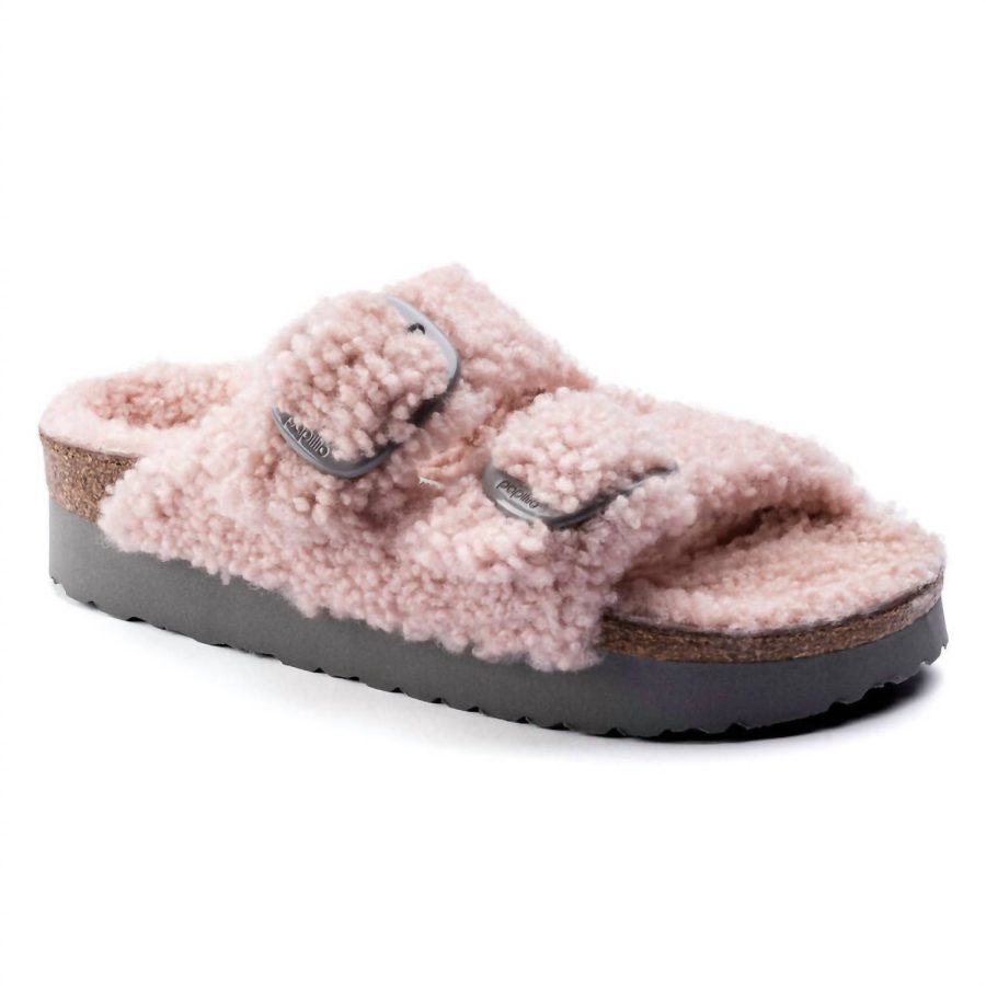 Birkenstock women's arizona big buckle pap teddy sandal in Crystal Rose - size