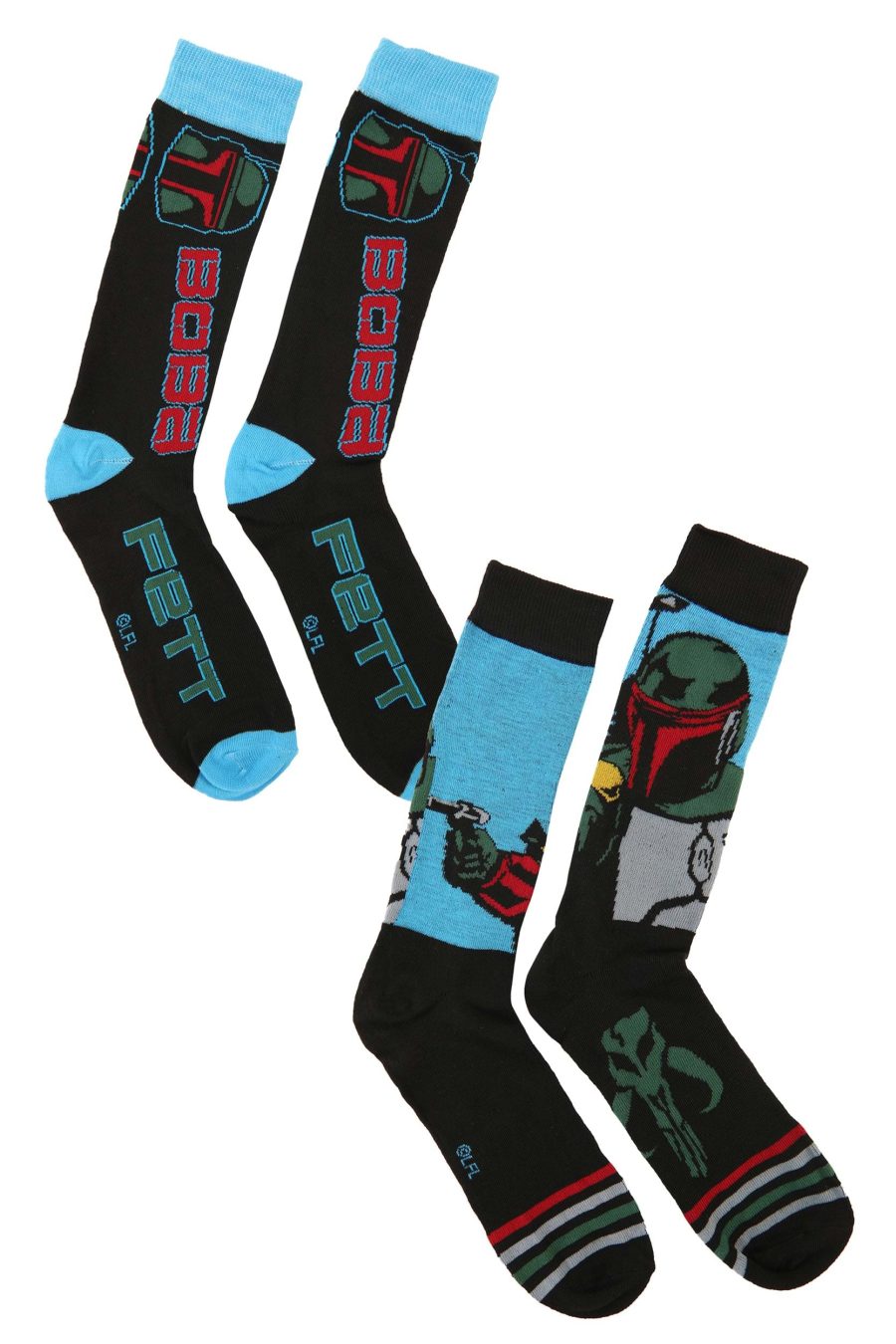 Black and Blue Boba Fett Men's 2pk Casual Crew Socks