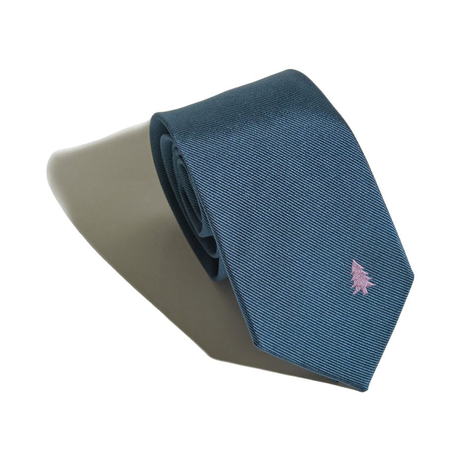 "Blush Pine" Silk Tie - Navy Blue