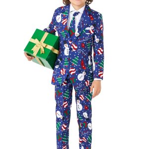 Boy's Suitmeister Christmas Snowman Blue Suit