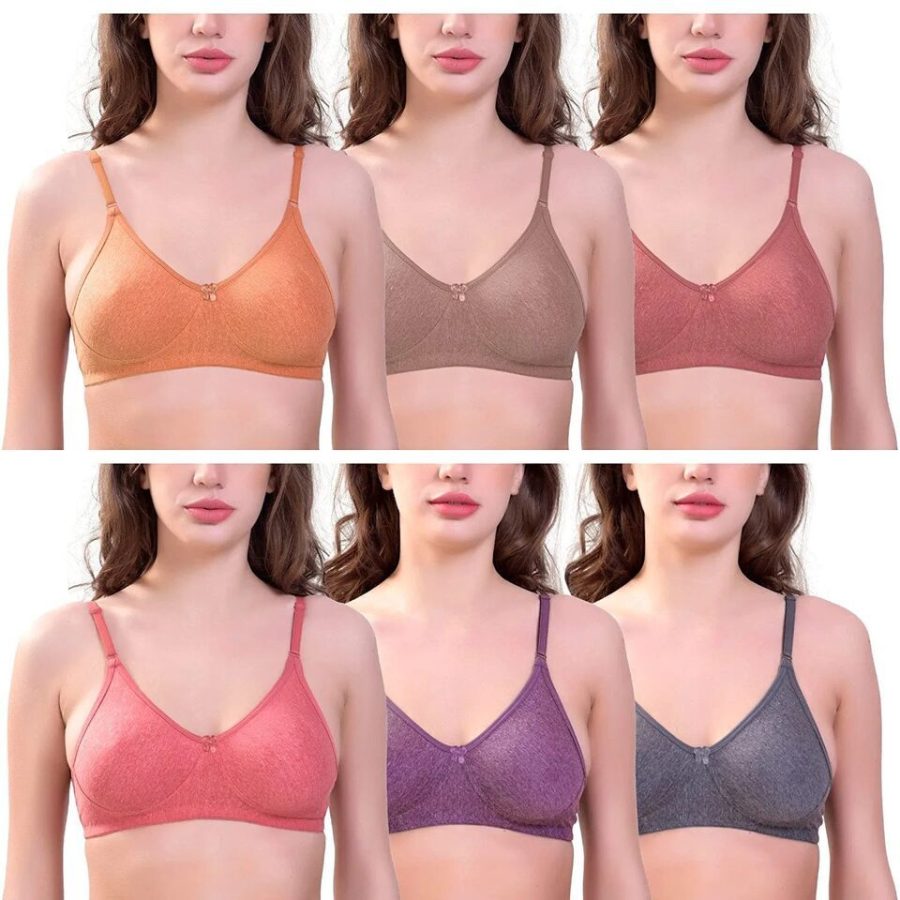 Bra Women's Bra Pack Of 6 Bra Sets Non Padded Bras Non Wired Full Cup Girls Bra