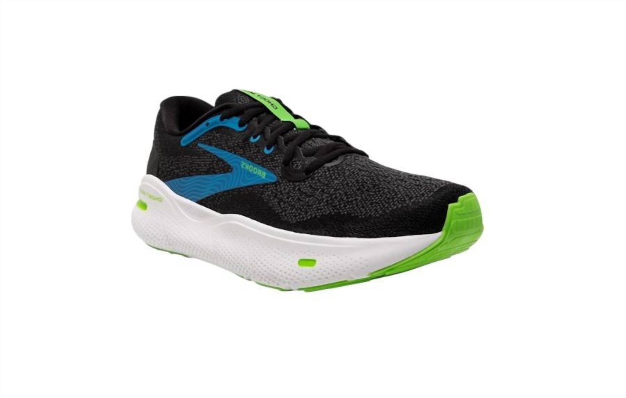 Brooks men's ghost max sneakers in Black/Atomic Blue/Jasmine