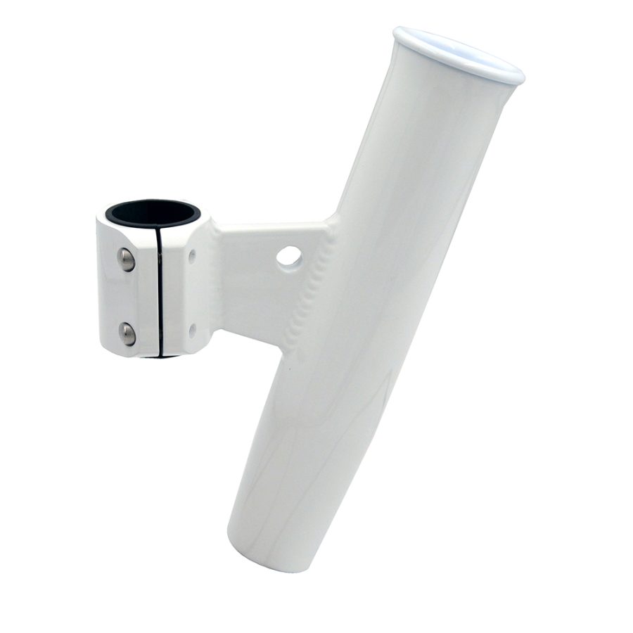 C.E. SMITH 53726 ALUMINUM VERTICAL CLAMP-ON ROD HOLDER 1-2/3 INCH OD WHITE POWDERCOAT W/SLEEVE