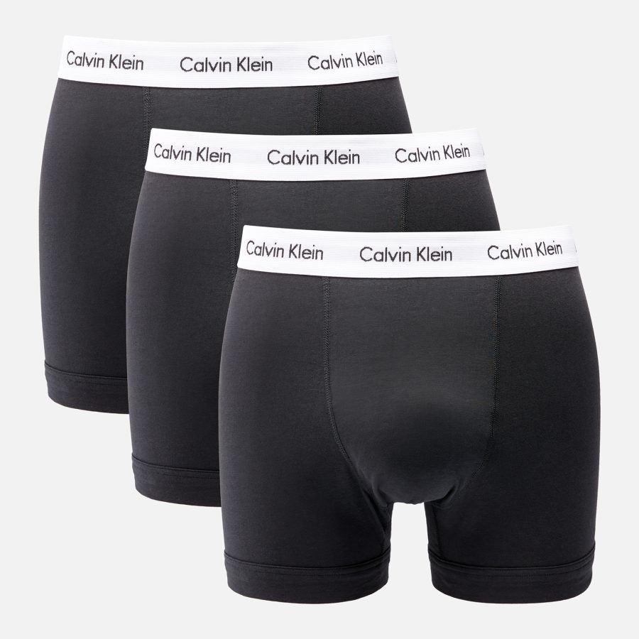 Calvin Klein Men's Three-Pack Cotton-Jersey Trunks - Black - M