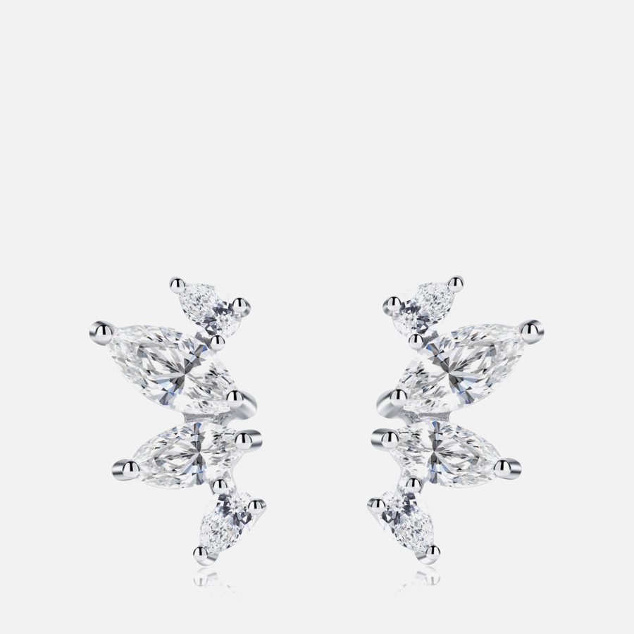 Carat London Kira White Gold Plated Sterling Silver Stud Earrings