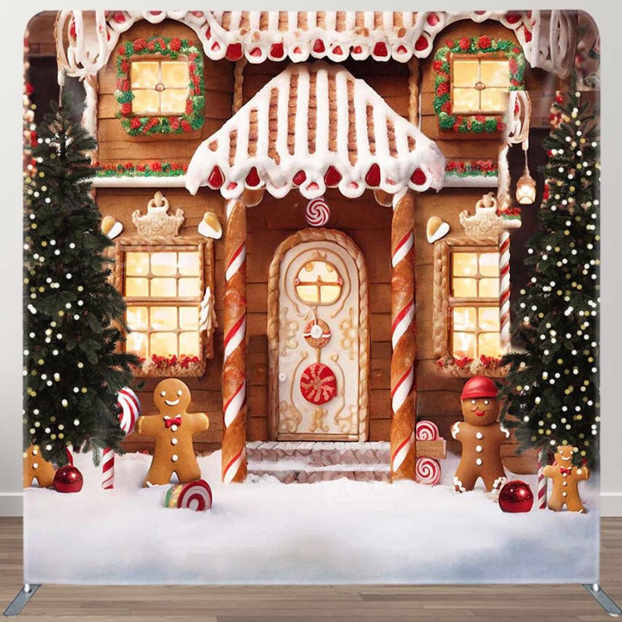 Christmas Bokeh Gingerbread Pillow Cover Backdrop - Aperturee