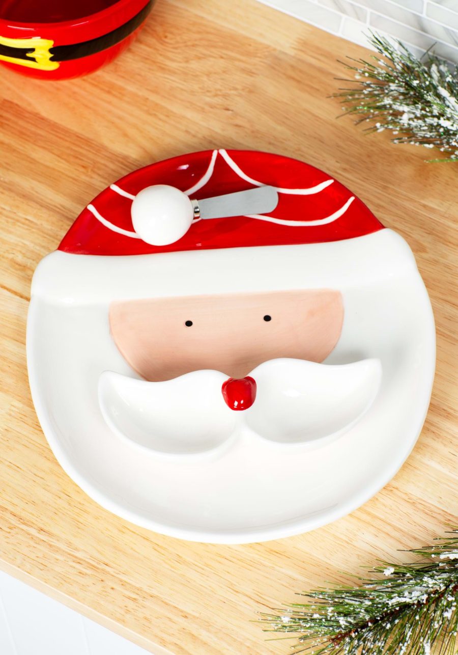 Christmas Santa Chip & Dip Dolomite Platter Set