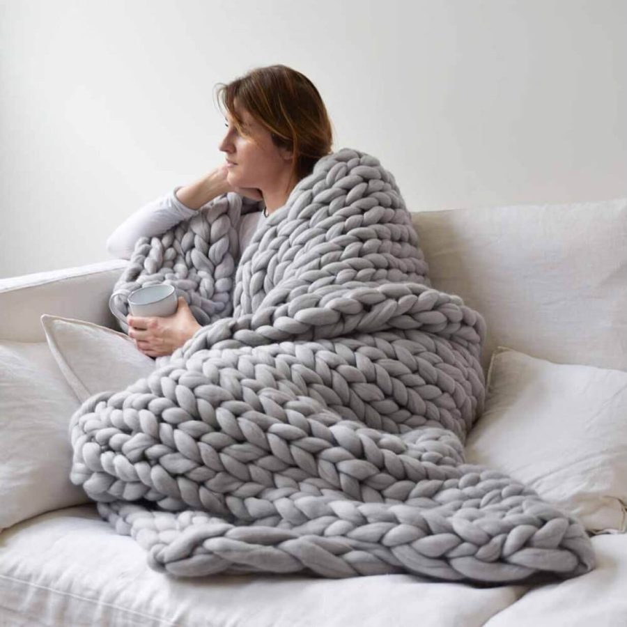 Chunky Knit Throw Blanket