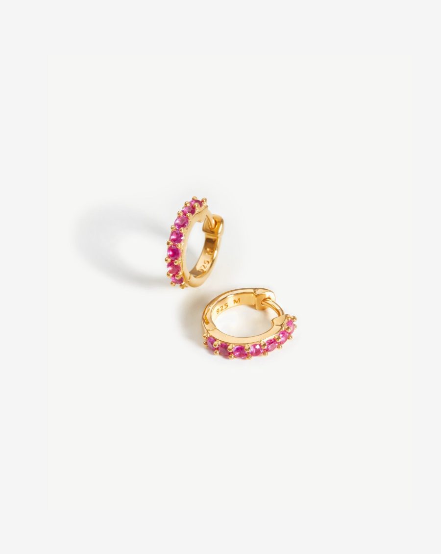 Classic Stone Huggies | 18k Gold Vermeil/Pink Zirconia