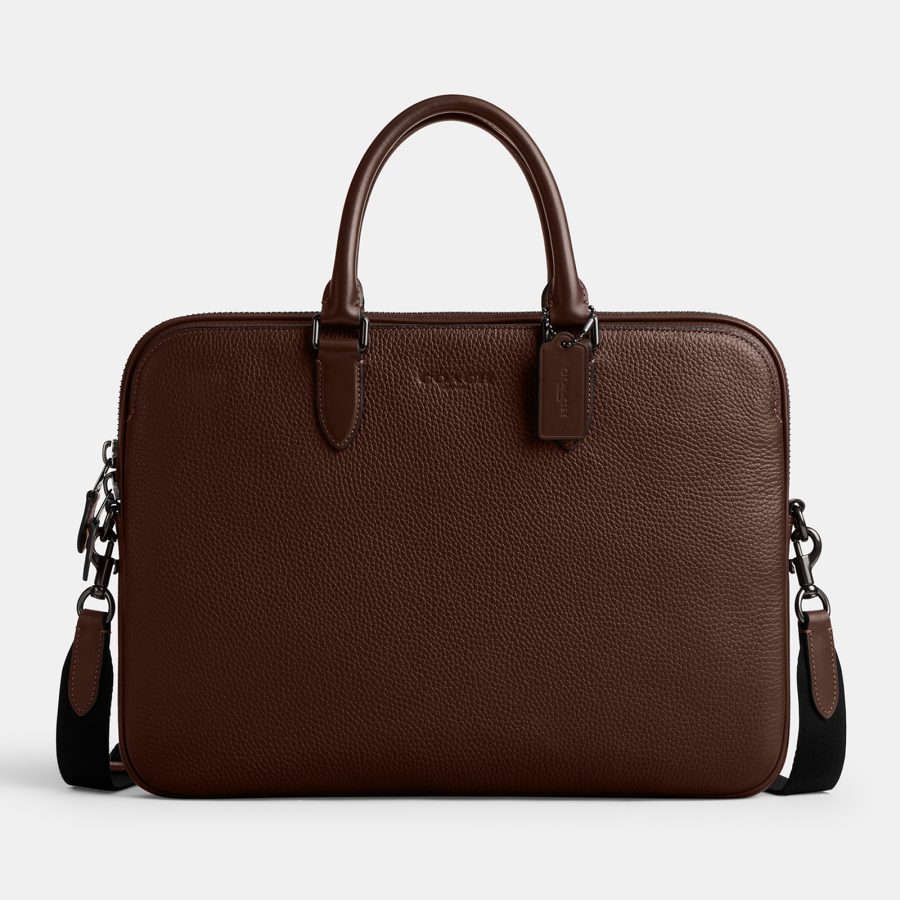 Coach Gotham Pebble-Grain Leather Slim Briefcase