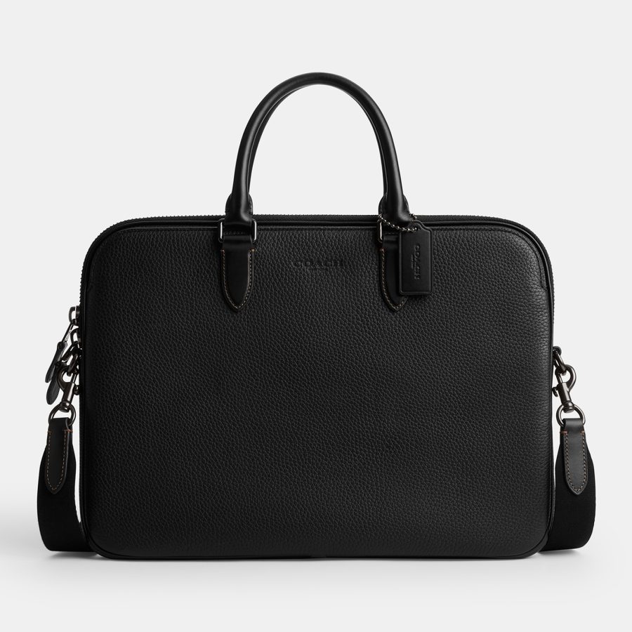 Coach Gotham Pebble-Grain Leather Slim Briefcase