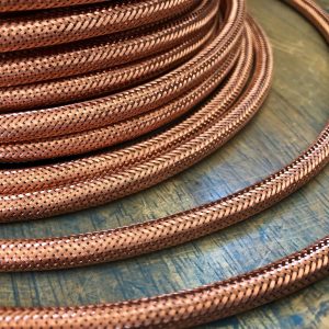 Copper Metal Covered Cord- Round 3wire Metal Braided Cable, Mesh Jack - Per Foot