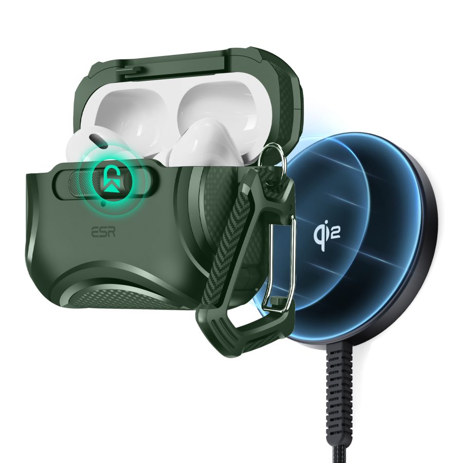 Cyber FlickLock Snap-and-Charge Bundle for AirPods Pro (2023/2022/2019) Forest Green