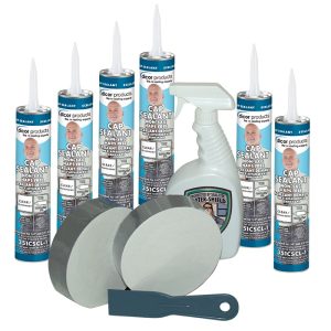 DICOR CS112KIT SEAL-TITE CORNER SEAL KIT 1-1/2, Use To Seal Exposed Union Of RV Walls And Ceilings; With Two 1-1/2 Inch Width x 50 Foot Rolls Corner Seal Tapes/ 6 Tubes Of Joint Filling Sealant/ 1 Cap Sealant/ 1 Putty Knife/ 1 Spray Bottle