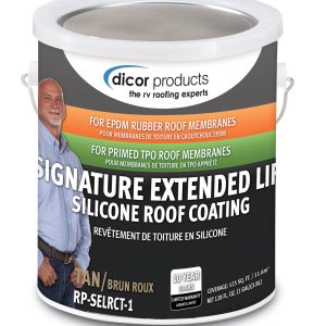 DICOR RP-SELRCT-1 SIGNATURE ROOF COATING FOR EPDM TAN, Use To Protect And Beautify Previously Coated RV Roofs; For Ethylene Propylene Diene Terpolymer (EPDM) Rubber Roof; Covers 125 Square Feet; 1 Gallon Can; Tan