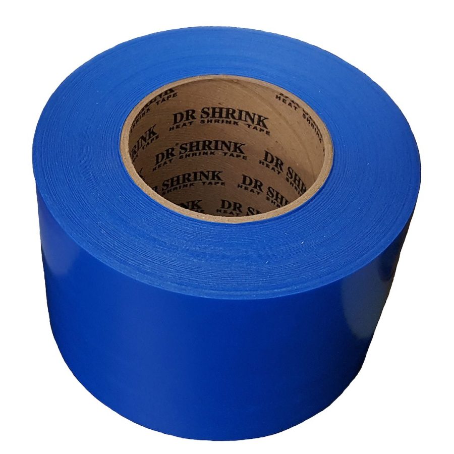 DR.SHRINK DS-704B 4FT X 180FT 9 MIL BLUE, Used To Tape Seams/ Patch Holes And Secure Zipper Access Doors; Synthetic Rubber Based Clear Adhesive; 180 Foot Length x 4 Inch Width x 9 Mil Thickness; Moisture Resistant; Blue; Oriented Polyethylene; Single