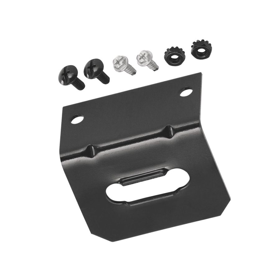 DRAW-TITE 118144 MOUNTING BRACKET - 4 WAY, For Use With 4-Way Flat Pin Connectors; Screw-In; Angled; Powder Coated; Black; Without Dust Cover; Single; With Screws And Nuts