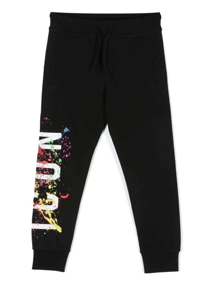 DSQUARED2 KIDS Icon Logo Print Splatter Effect Sweat Pants Black