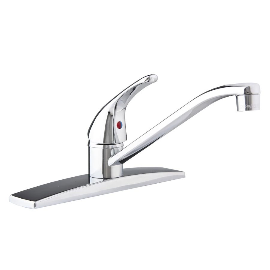 DURA FAUCET DF-NMK600-CP 1 LEVER RV KITCHEN FAUCET, Used For Kitchen; Single Piece 8 Inch Deck Mount; D-Spout; Single Lever Handle; Chrome Plated/ Brass; 3 Hole Application; Stainless Steel Ball Valve