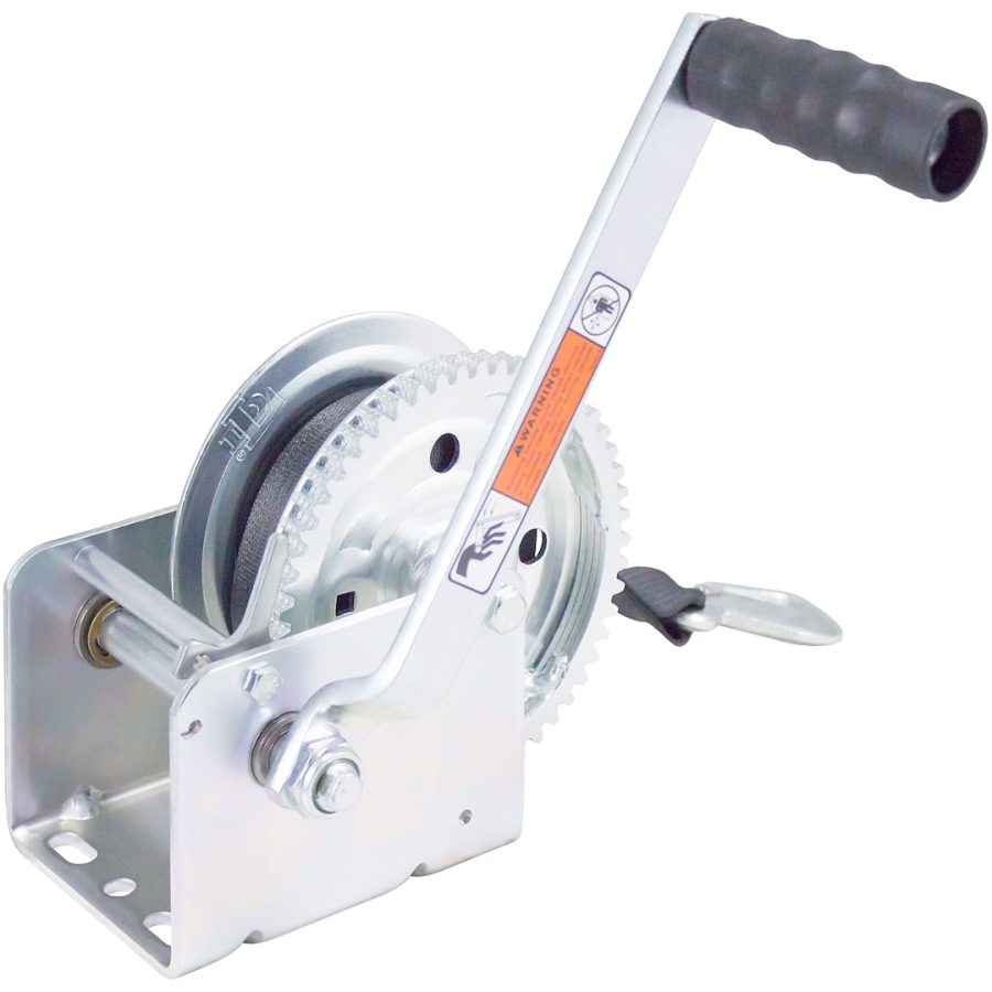 DUTTON 16624 1800 LB PLATED WINCH W/20 FT STRAP, Medium Duty; Hand Operated; 1800 Pound Line Pull Capacity; 2 Inch Width x 20 Foot Length Polyester Strap With Snap Hook; 9-1/2 Inch Handle Length; Zinc Plated; Reversible Ratchet