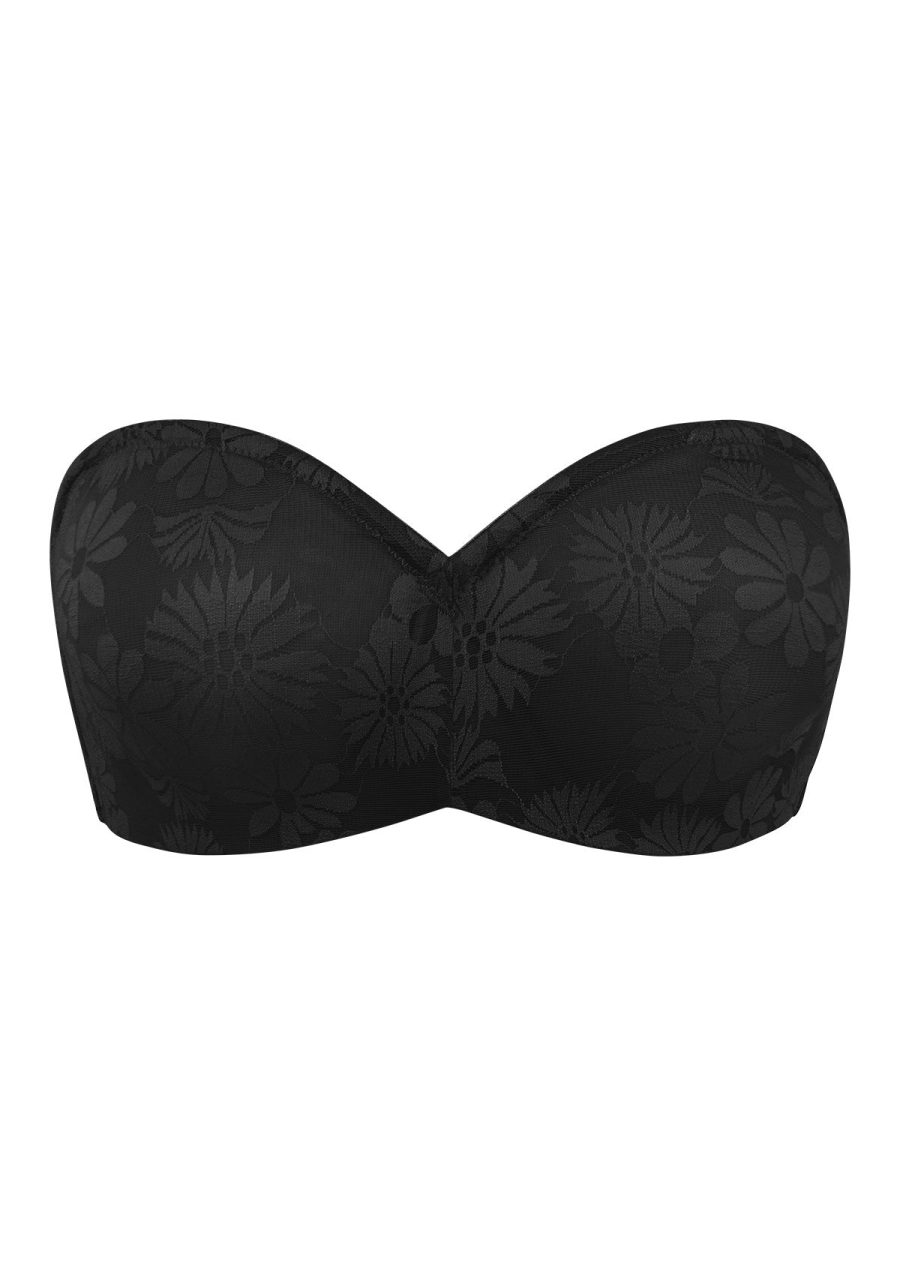 Daisy Lace Non-padded Strapless Minimizer Underwire Bra - Black / 36 / I