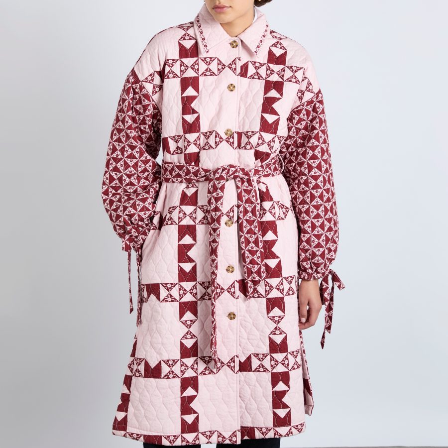 Damson Madder Dahlia Quilted Cotton Patchwork Coat - UK 12