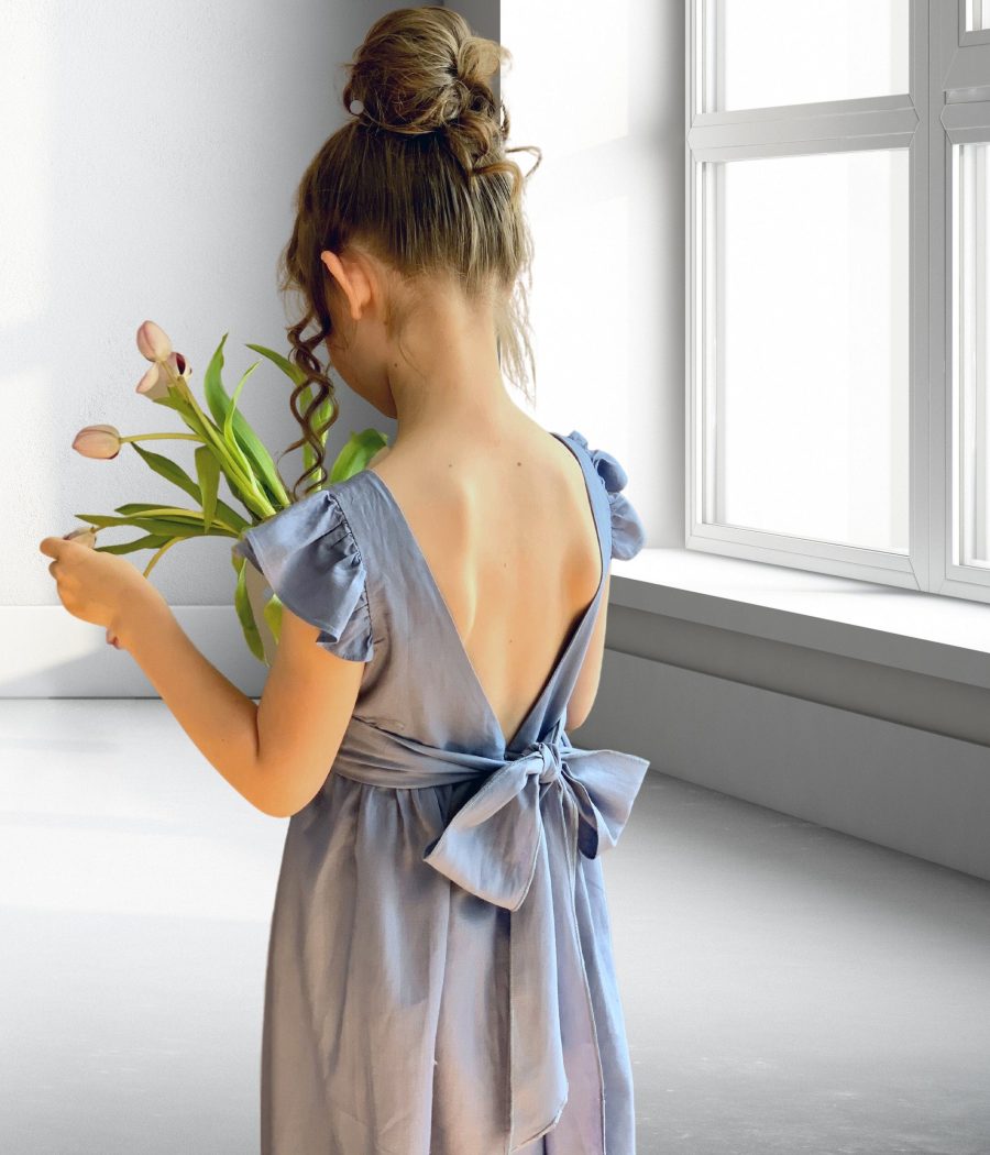 Deep V back Vienna Flower Girl Dress