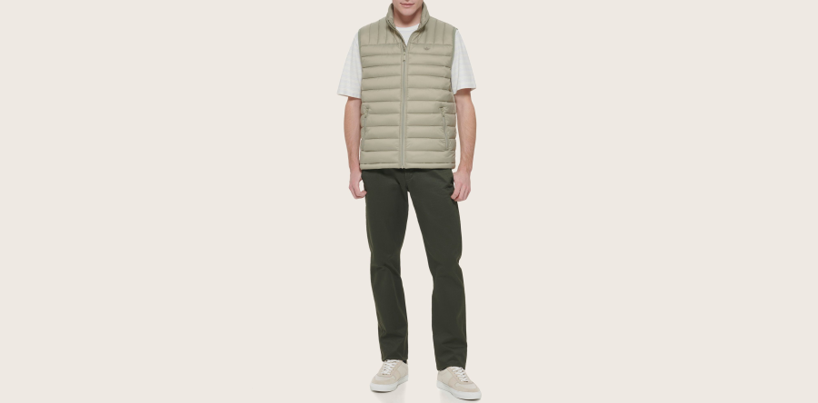 Dockers Packable Puffer Vest, Men's, Green L