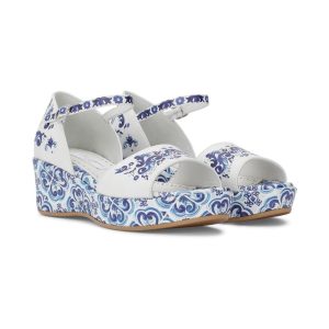 Dolce & Gabbana Kids Open Toe Platform Sandals Blue White