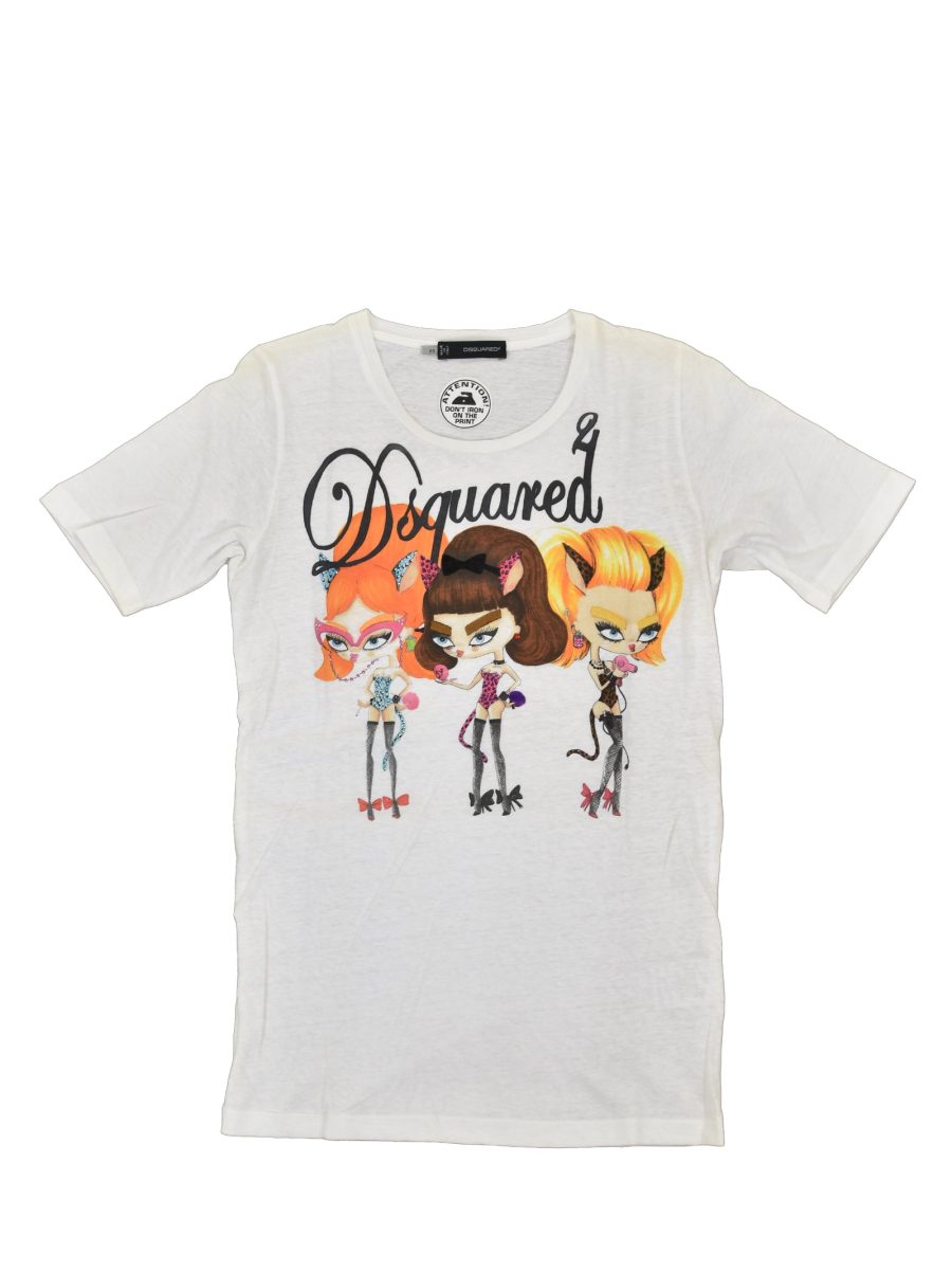 Dsquared2 White T-Shirt Women Cotton Graphic Print Mod.S73GC0099S20696010