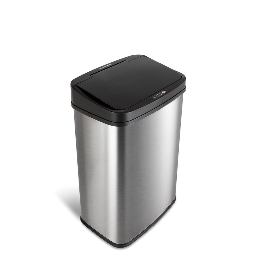 Dzt-50-28 Automatic Touchless Motion Sensor Rectangular Trash Can, 13 Gal, Black