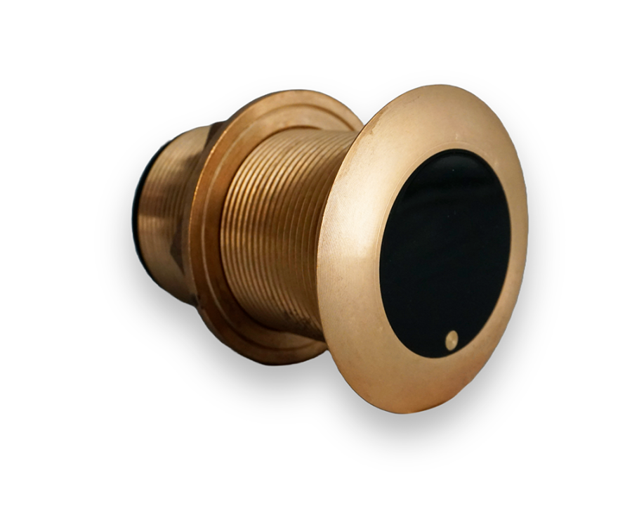 ECHONAUTICS BT70L300-00 BRZ LP TH LF CHP 40-75 300W 0TLT, Thru-Hull Mount With 0 Degree Tilted Element; Low Profile; 45 To 75 kHz CHIRP Low Frequency; 300 Watt Power; 26 Foot Cable; Bronze; For Depth And Temperature; With Echonautics Connector