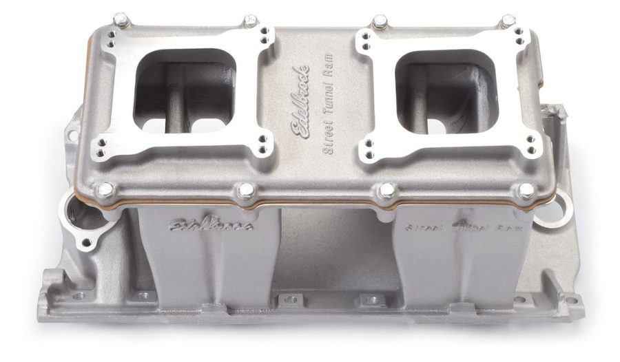 EDELBROCK 71101 #7110 POLISHED, For Use With 1986 And Earlier Small Block Chevy Engines; 3500-7500 RPM Range; Single-Plane; Dual 4-Barrel Carburetor; Aluminum; Polished