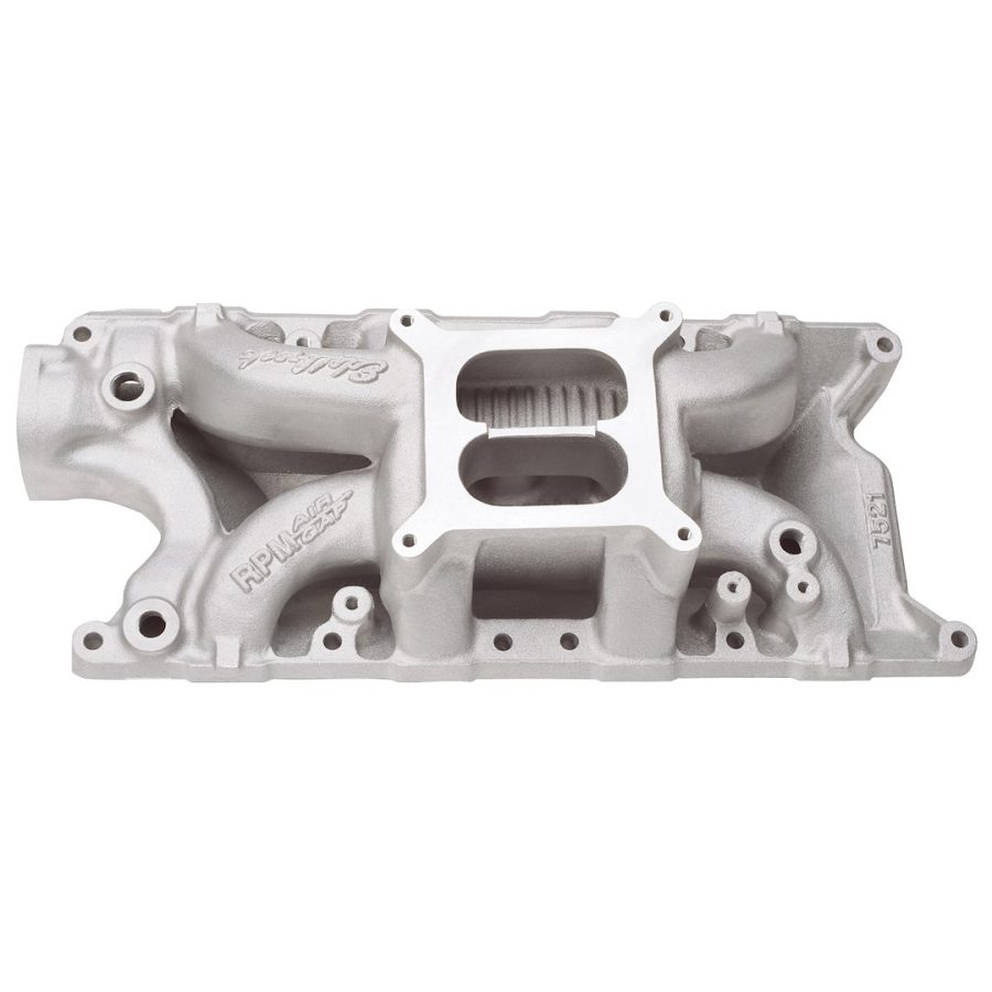 EDELBROCK 7521 PRMR AIR GAP FD 289/302, 1500-6500 RPM Range; Dual-Plane; 4-Barrel Square-Bore Carburetor; Aluminum; Natural