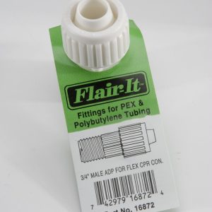 ELKHART 16872 1PC 3/4 X 3/4 ADAPTER, Adapter; 3/4 Inch PEX x 3/4 Inch Male Pipe Thread; For Flexible Water Heater Connector; Straight; White; Plastic; Single; With Barcoded