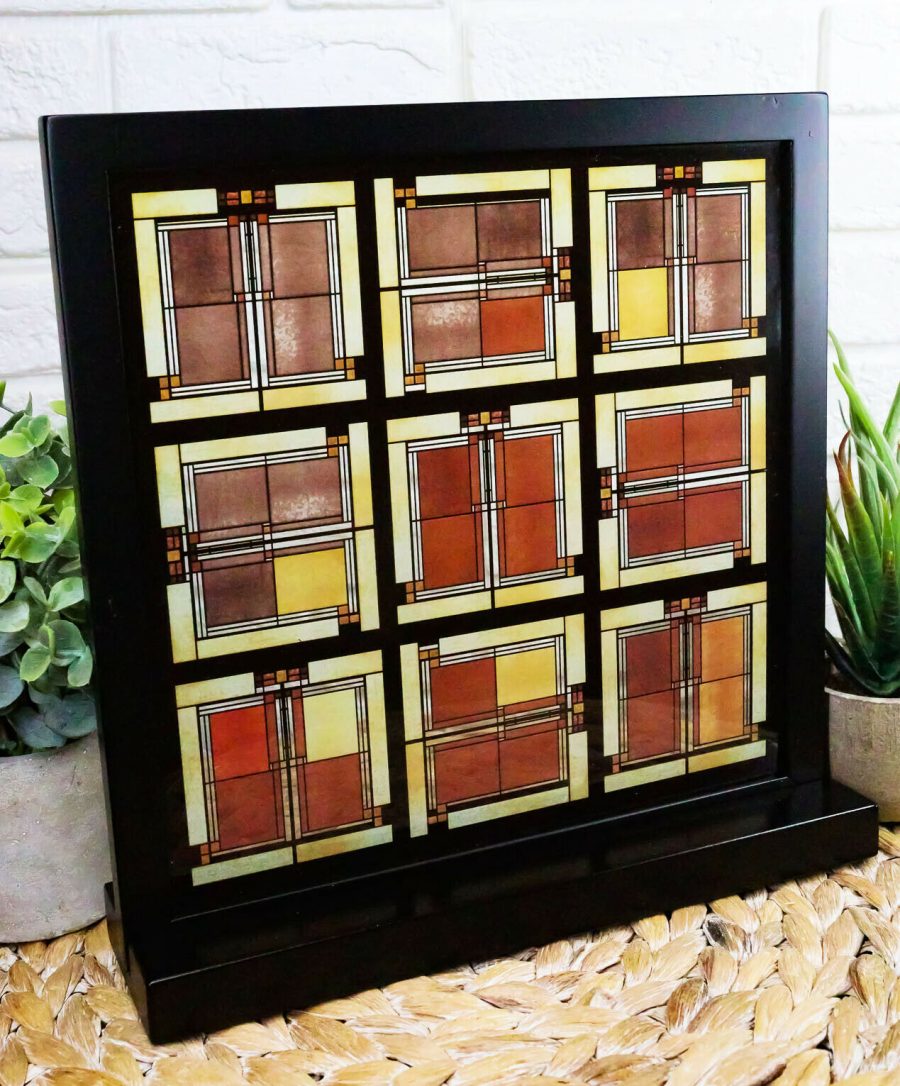 Ebros Frank Lloyd Wright Unity Temple Skylight Stained Glass Art Desktop Plaque