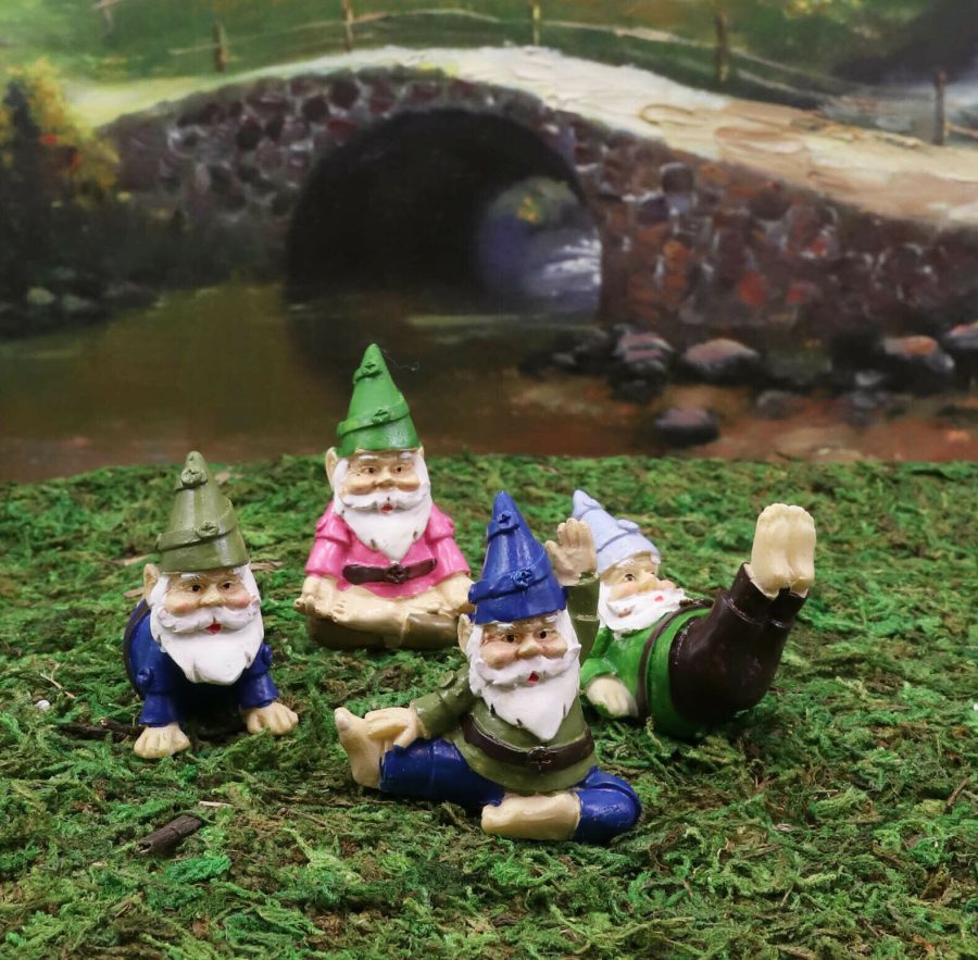 Ebros Set of 4 Mini Yoga Garden Gnomes Miniature Figurines