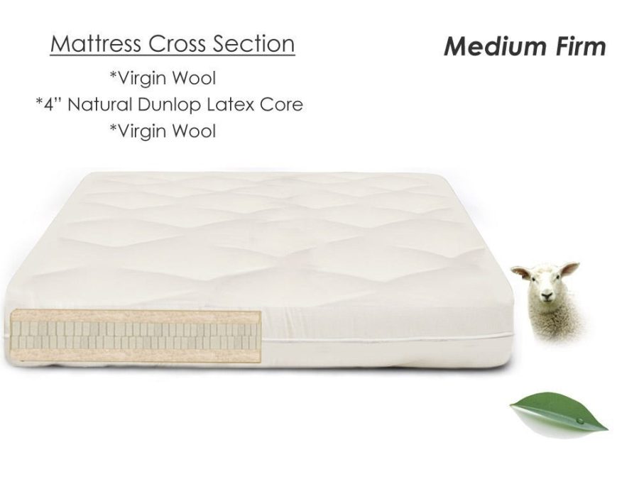 Ecopure Rest Virgin Wool Mattress - Virgin Wool Futon Mattress With 4" Latex - 8 inch Medium Firm - The Futon Shop