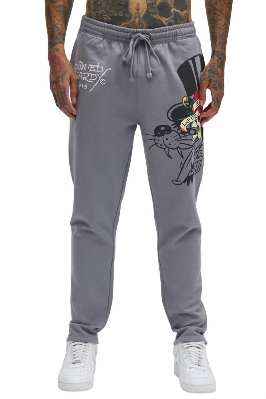 Ed Hardy lsk love skull kills sweatpant in Light Gray