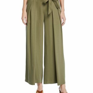 Eileen Fisher Heavy Tencel Twill Wide Leg Pants Olive Sz 8 Olive Green NWT