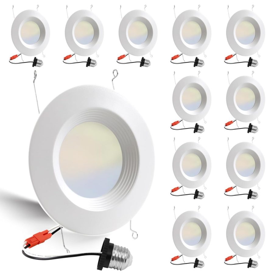 Energetic 12 Pack 5/6 Inch 5Cct Led Recessed Light Retrofit, 2700K/3000K/4000K/5